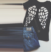 Load image into Gallery viewer, Flat lay picture of our Cut To A Tee V-Neck, with jeans and a necklace on the, too. 