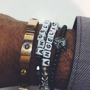 ANGELIC NYC bracelets on the wrist of mogul Evan Luthra. 